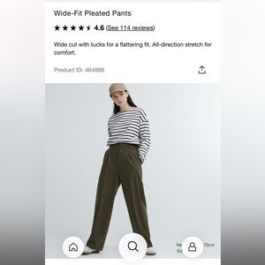 Uniqlo Brown Wide-Fit Pleated Pants Size XS
